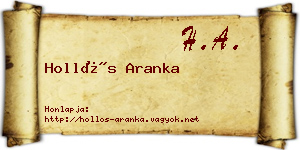 Hollós Aranka névjegykártya